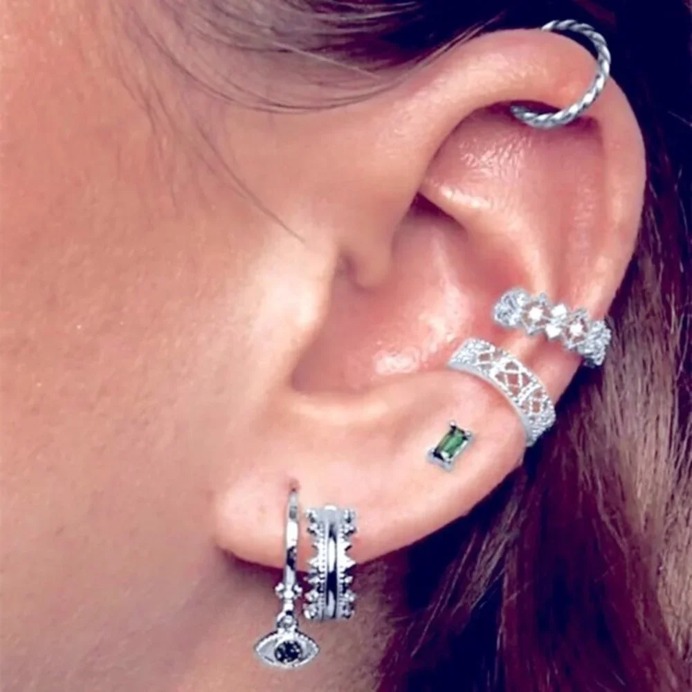 New Beautiful 925 Silver 6 Piece Set Earrings